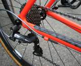 The Dura Ace rear derailleur handles the rear gear changes. ? Cyclocross Magazine