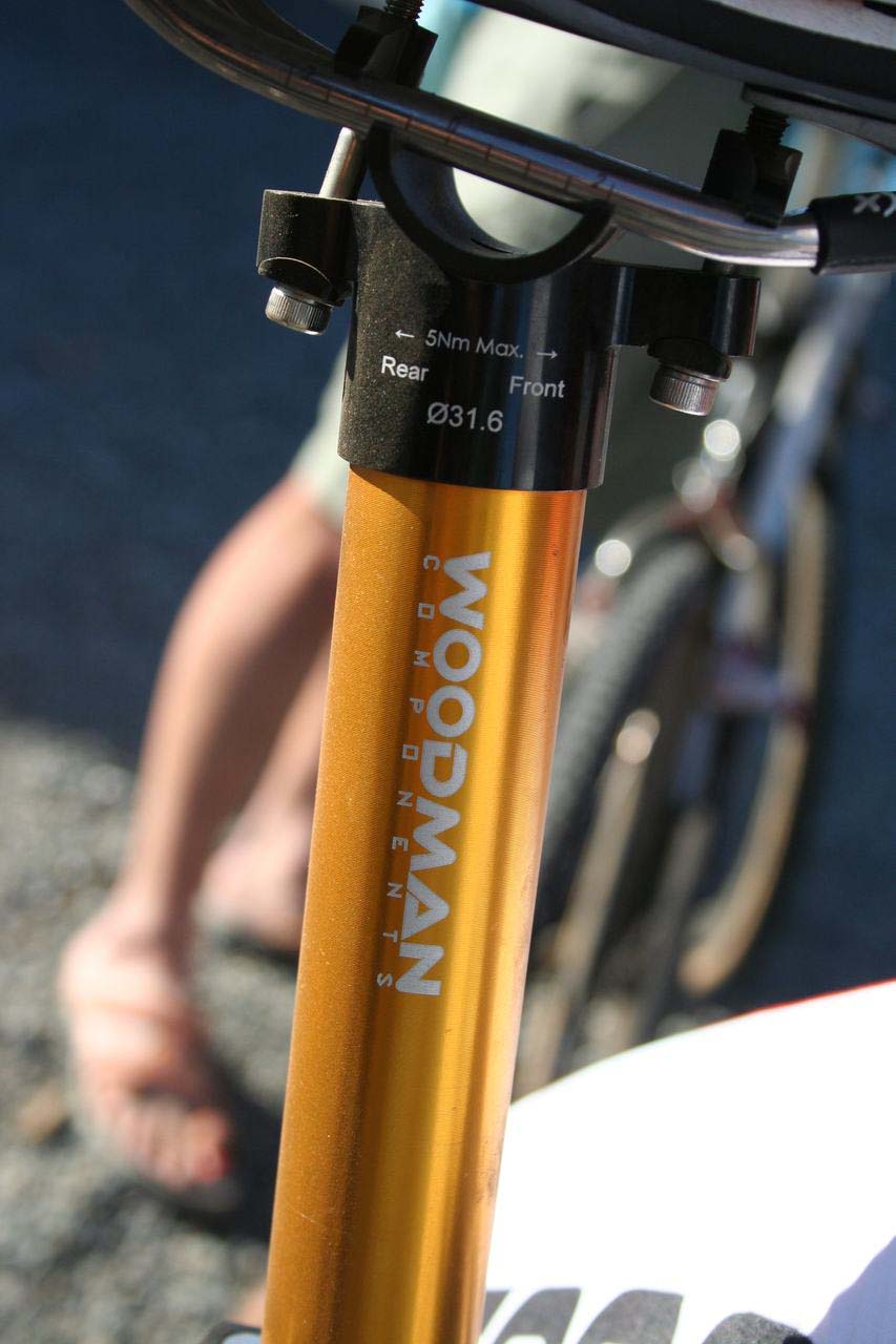 Woodman Components provides the light but strong seatpost. © Cyclocross Magazine