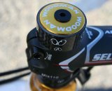 Woodman&#039;s distinctive logo shows they supply the carbon spacers as well. © Cyclocross Magazine