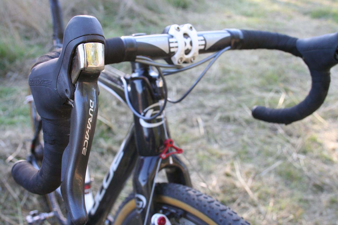 Page trusts Dura Ace 10-speed shifters. © Cyclocross Magazine