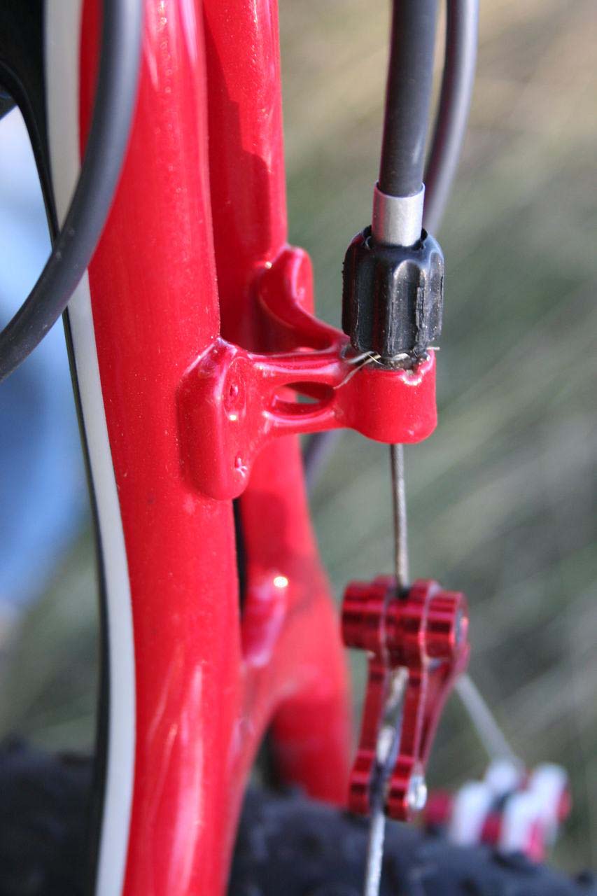 A derailleur adjustment barrel is used for the rear brakes. © Cyclocross Magazine