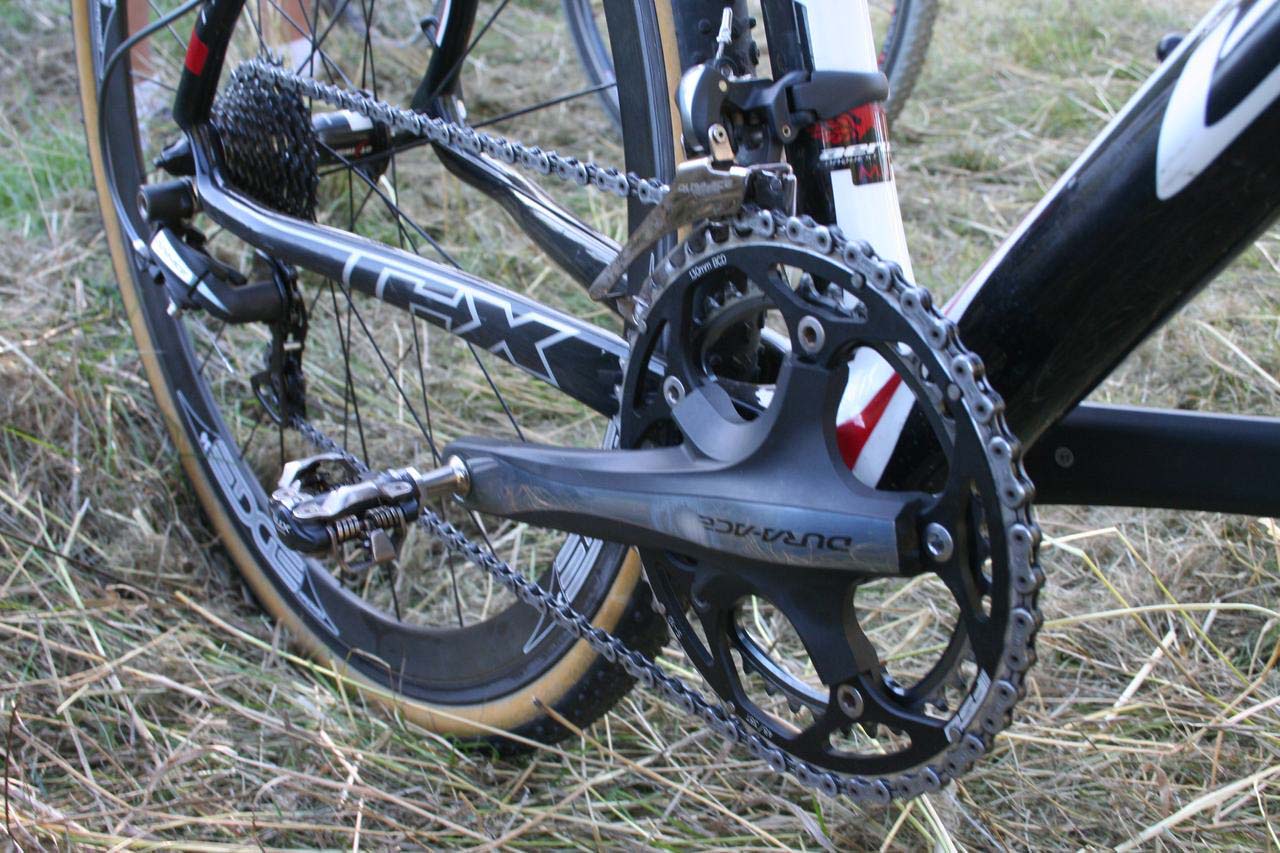 Page runs double chainrings on the Dura Ace cranks. © Cyclocross Magazine
