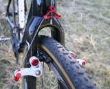 Page runs a high straddle cable for better braking. © Cyclocross Magazine