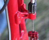 A derailleur adjustment barrel is used for the rear brakes. © Cyclocross Magazine