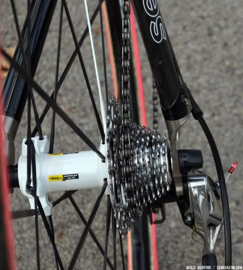 11-speed cassette on Mo Bruno Roy\'s Seven Cycles Mudhoney Pro bike. © Cyclocross Magazine