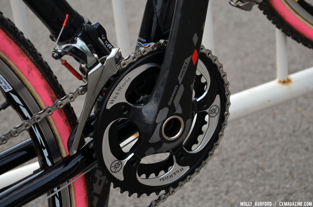 WickWerks 34x44 chainrings on Mo Bruno Roy\'s Seven Cycles Mudhoney Pro bike. © Cyclocross Magazine