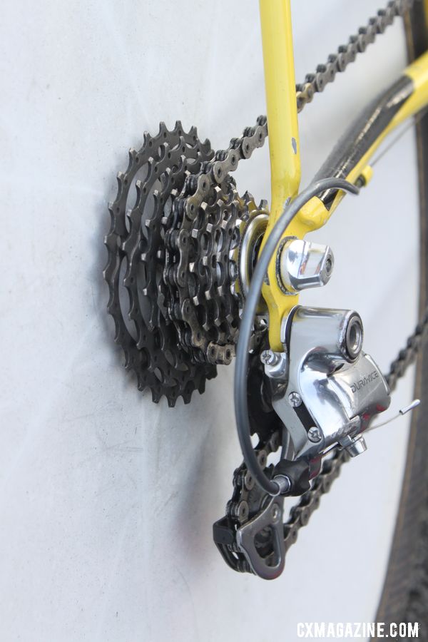 Curley uses a 9-speed cog on his disc wheel.