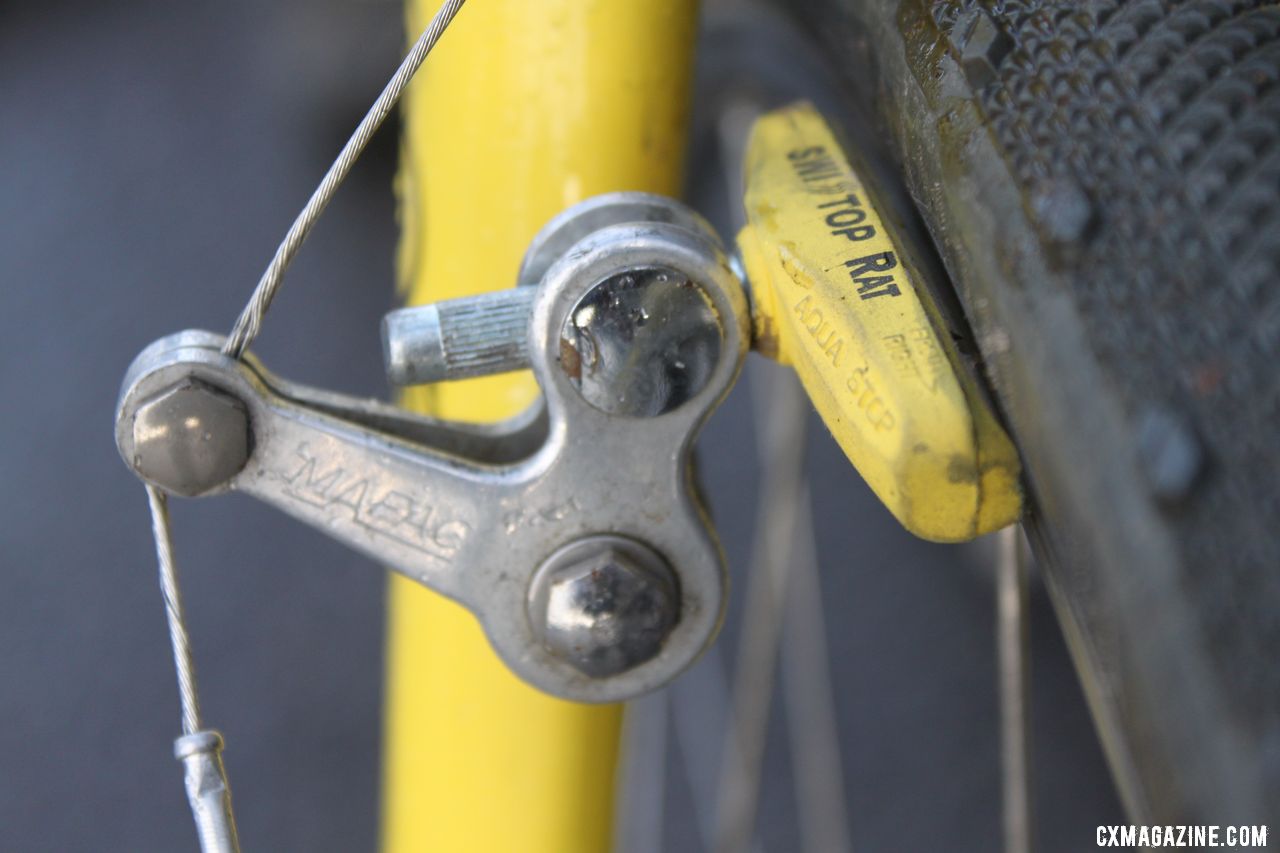 The newest pads with the oldest brakes, on a newer carbon fork. © Cyclocross Magazine