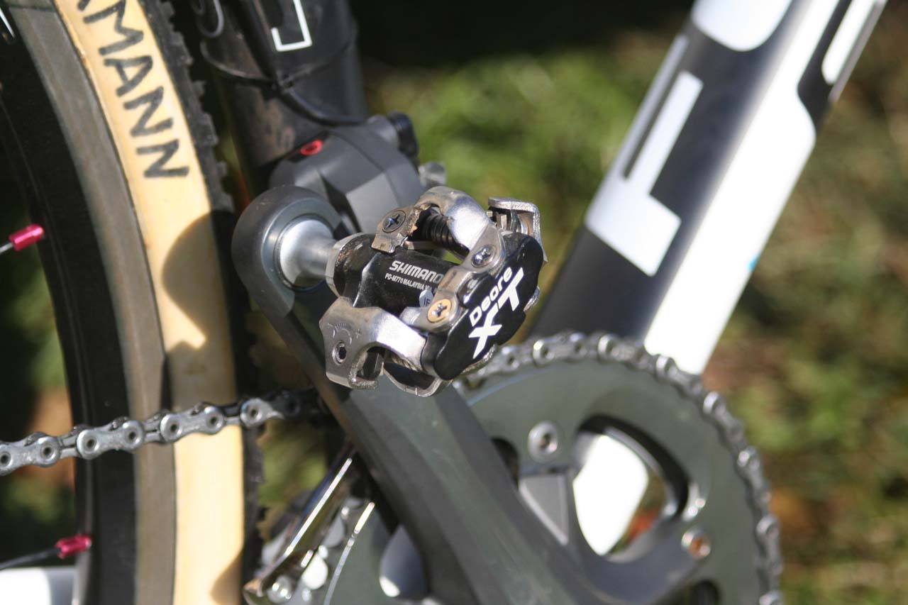 Eckmann stays connected with Shimano Deore XT pedals. © Jamie Mack