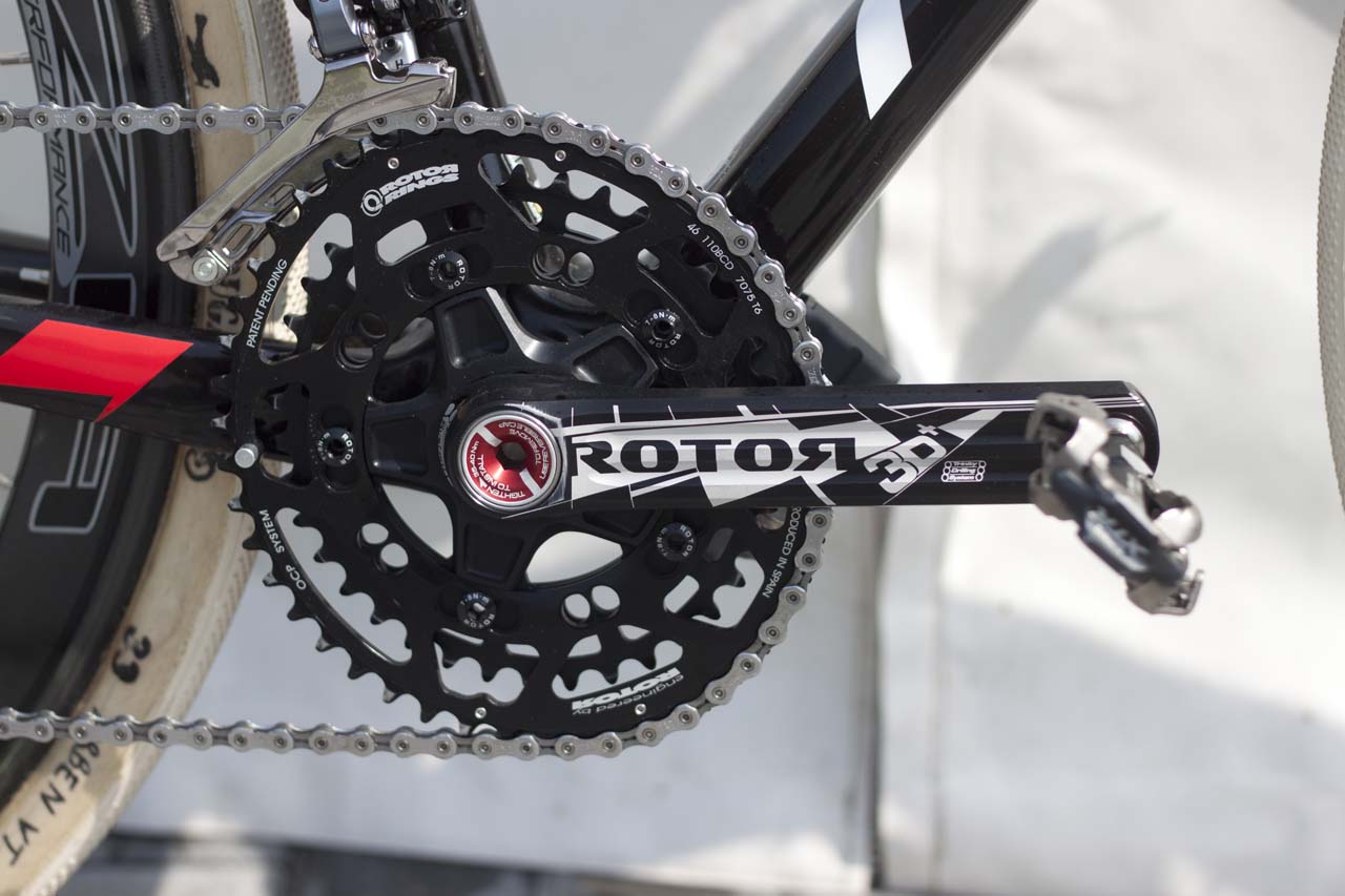 Van Tichelt chose Rotor 3D+ compact cranks and Q-Rings. © Cyclocross Magazine