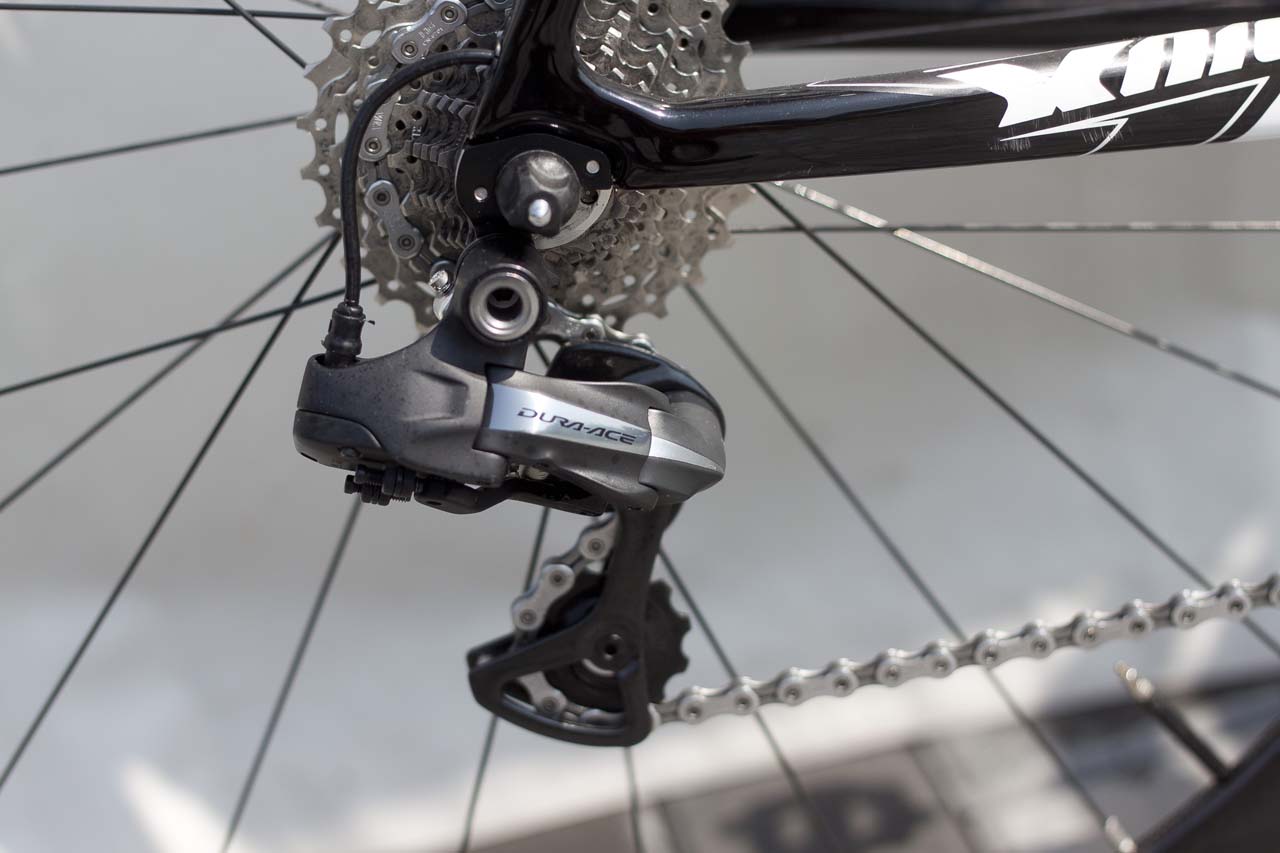 A Dura Ace Di2 rear derailleur is mounted in back as well. © Cyclocross Magazine