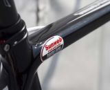 The Sunweb-Napoleon Games Cycling Team markings on the top tube. © Cyclocross Magazine