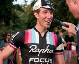 An elated Jeremy Powers (Rapha FOCUS) during a post race interview. Â© Kevin White