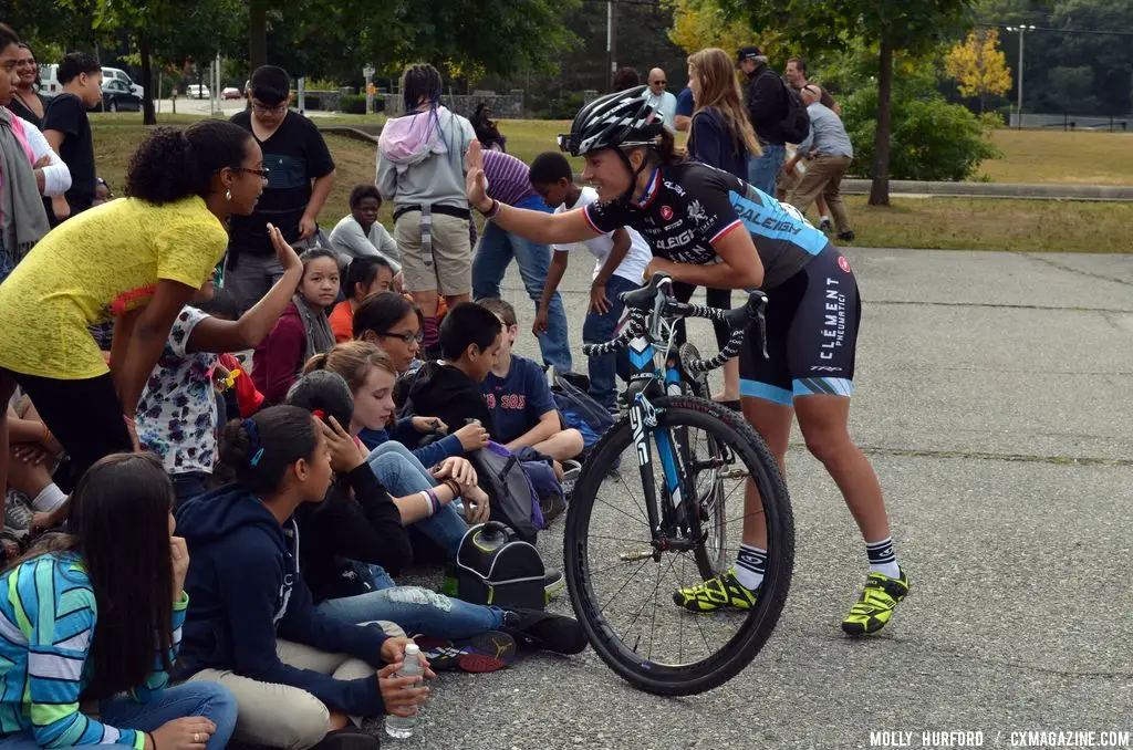 The Raleigh Clement team at Nathaniel Green Middle School. © Cyclocross Magazine