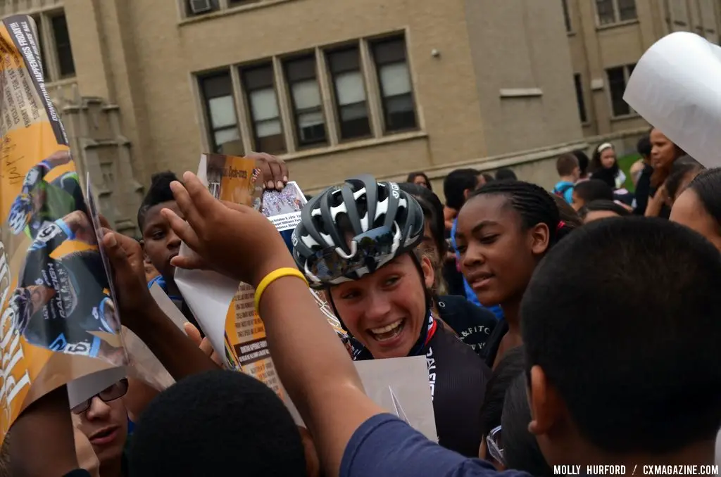 The Raleigh Clement team at Nathaniel Green Middle School. © Cyclocross Magazine