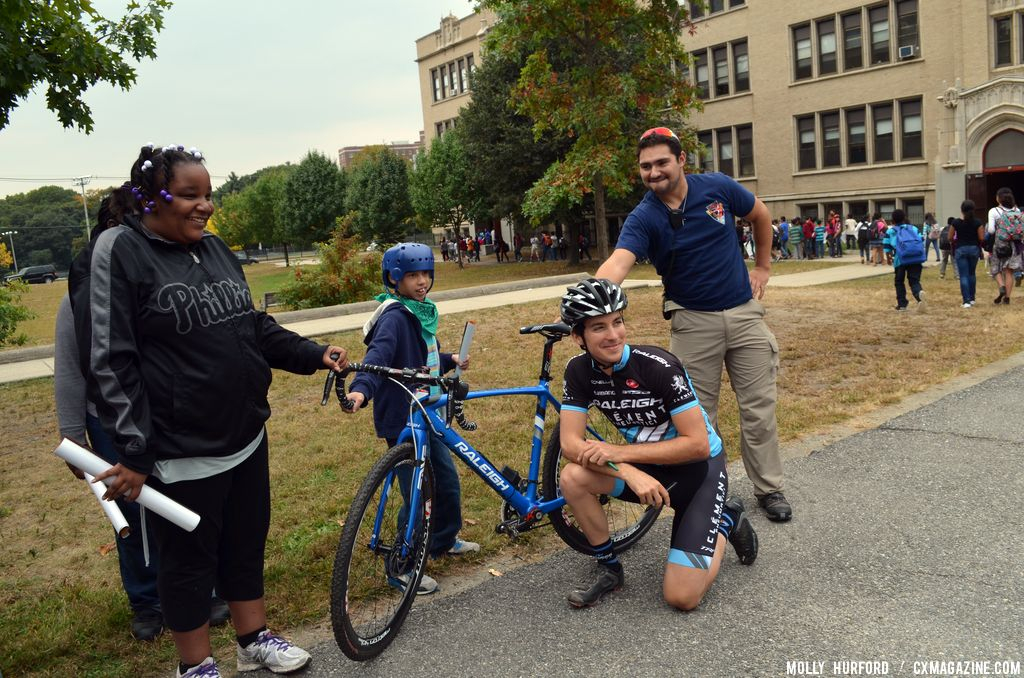 The Raleigh Clement team at Nathaniel Green Middle School. © Cyclocross Magazine