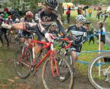 Chaos early in the race forces riders off their bikes. © Todd Prekaski