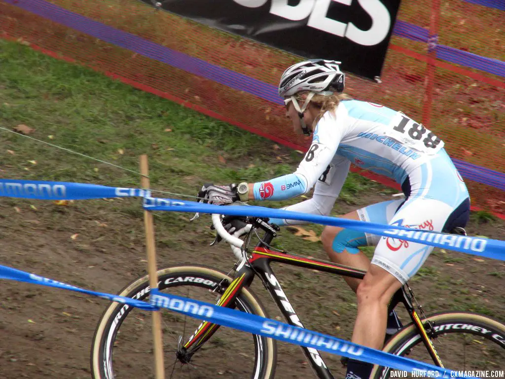 Kinseiology tape kept this rider together © Cyclocross Magazine