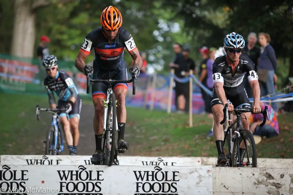 Hopping barriers is now standard for a lot of men at Providence Day 1, 2013. © Meg McMahon