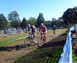 Two riders fight for the lead ahead of a more technical section of course.  © Cyclocross Magazine