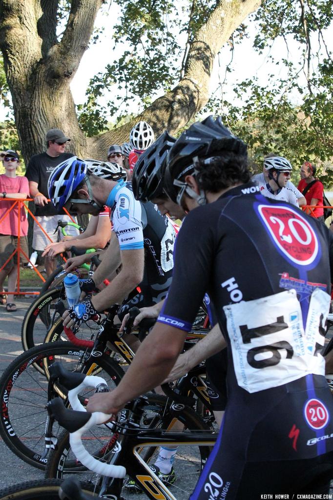 The front line of the men\'s field is a nervous place. © Cyclocross Magazine