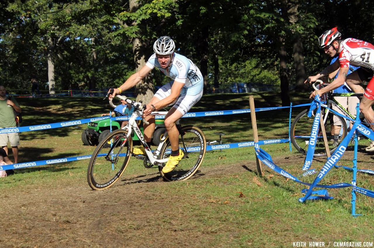 Two riders tackle one of the many turns on course. © Cyclocross Magazine