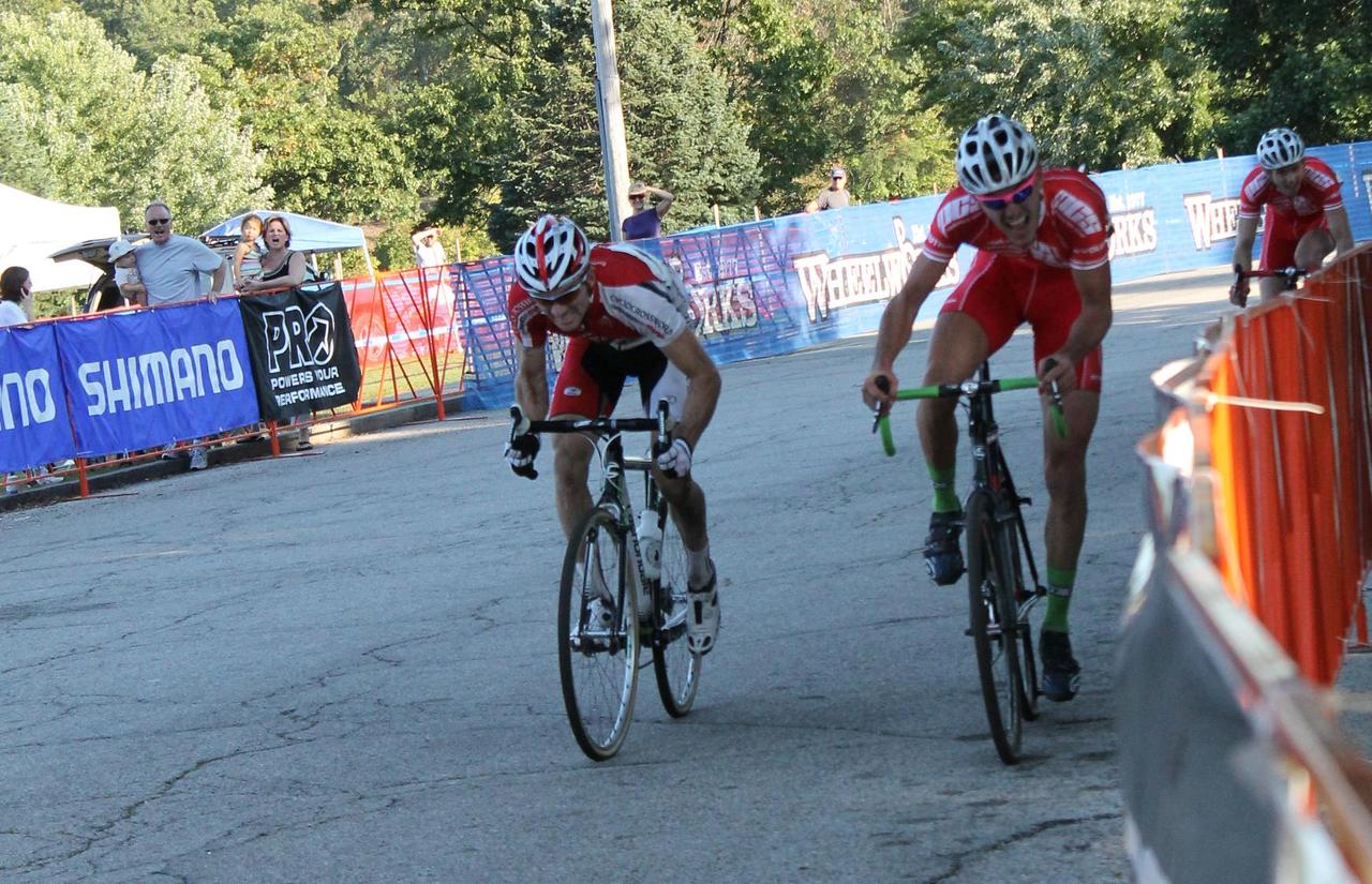 Two riders sprint to the finish. © Cyclocross Magazine