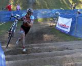 A rider nears the top as the pack chases. © Cyclocross Magazine