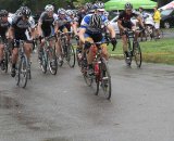 The Masters 35+ 1/2 race rolled off to a wet start © Janet Hill