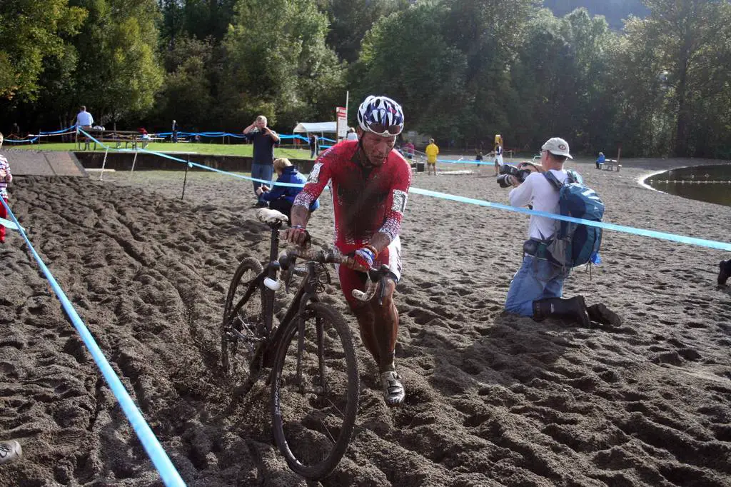 Mourey rode the first sand section, but chose to run the second. Photo by Robbie Carver