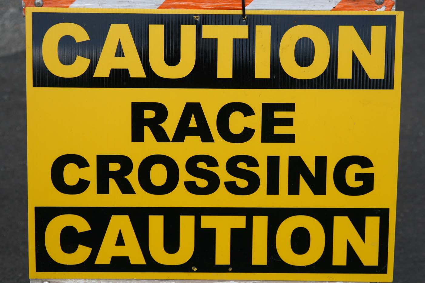 Perhaps it should also warn racers about the run-up?  by Janet Hill