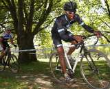 Bernard Georges of Hup United pilots his 333Fab singlespeed through the trees. by Janet Hill