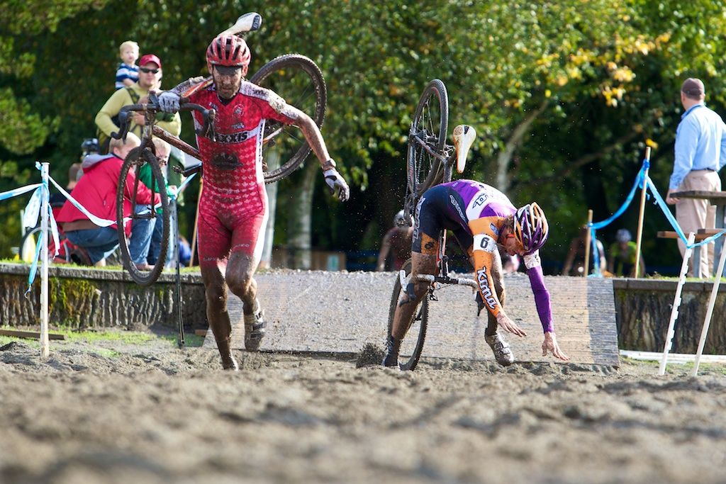 Barry Wicks endos in the sand while Kabush plays it safe. Rad Racing GP 2010 © Joe Sales