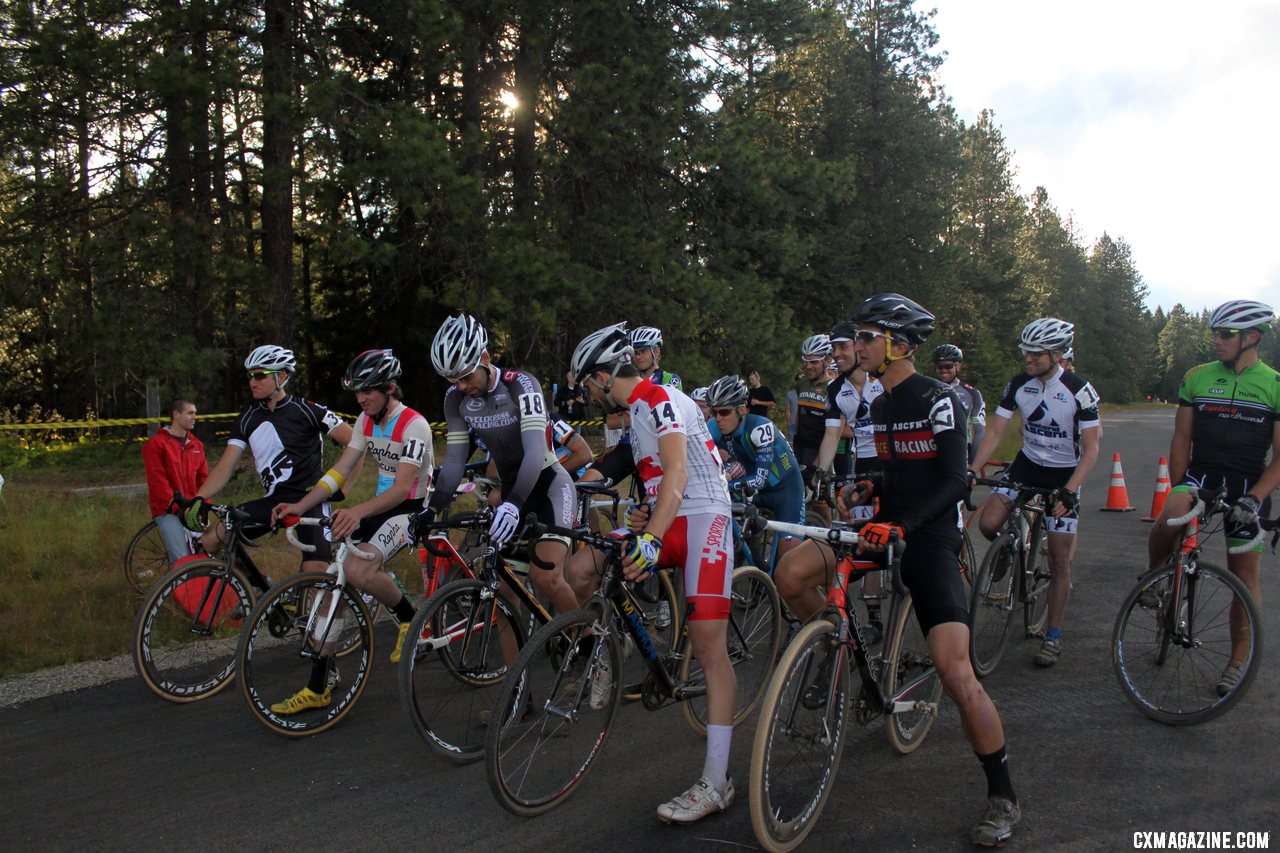 The Elite Men get ready for a rare July cyclocross race. © Cyclocross Magazine