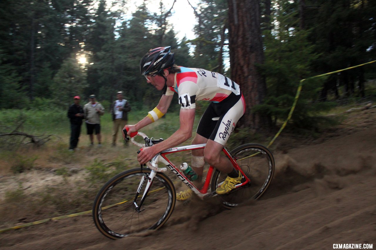 Zach McDonald put his Super D skills to work at the Raleigh Midsummer Night cyclocross race. © Cyclocross Magazine