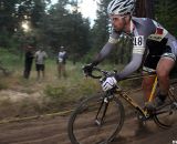 Craig Richey showed determination after a flat to regain a podium position. Raleigh Midsummer Night cyclocross race. © Cyclocross Magazine