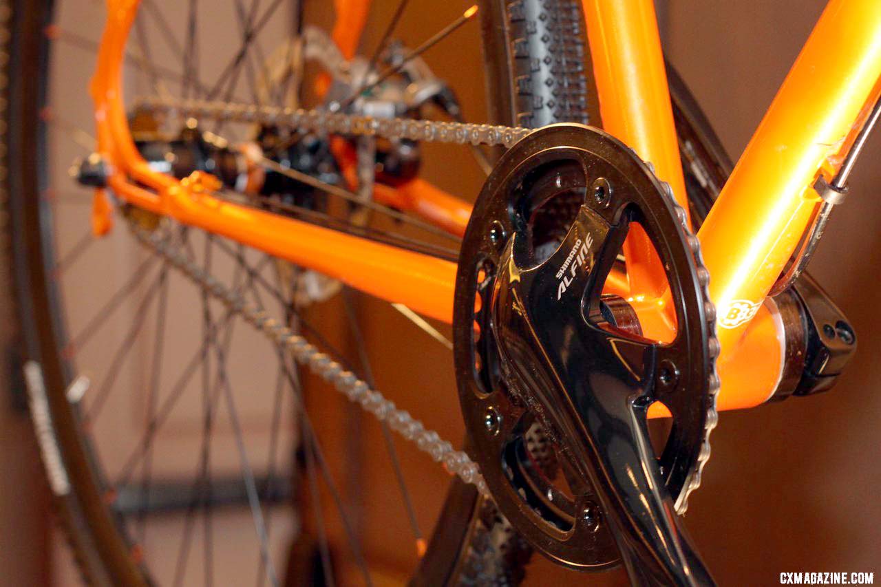 A Shimano Alfine crankset graces the steel Furley cyclocross singlespeed. © Cyclocross Magazine
