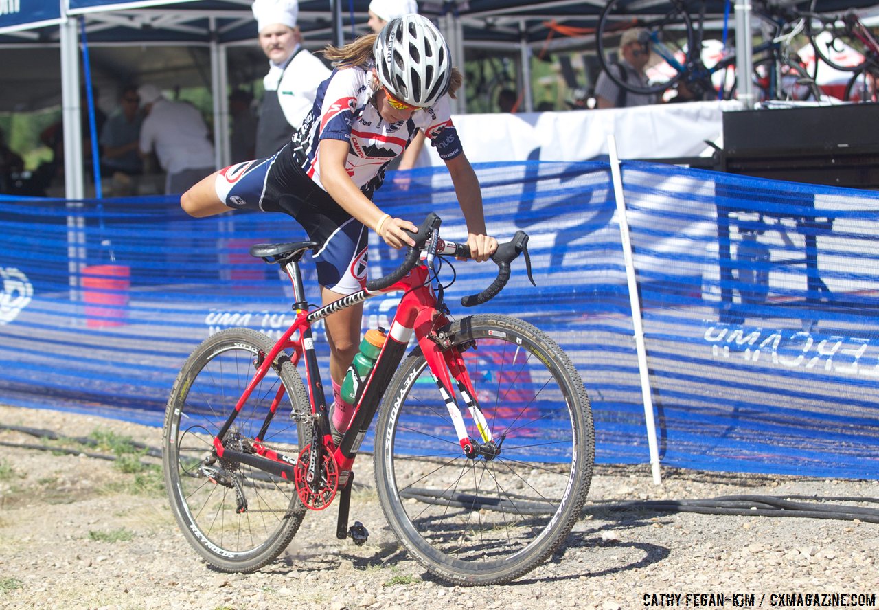 Katie Clouse, 12 years old, in command in the women\'s 3/4 race.  © Cathy Fegan-Kim