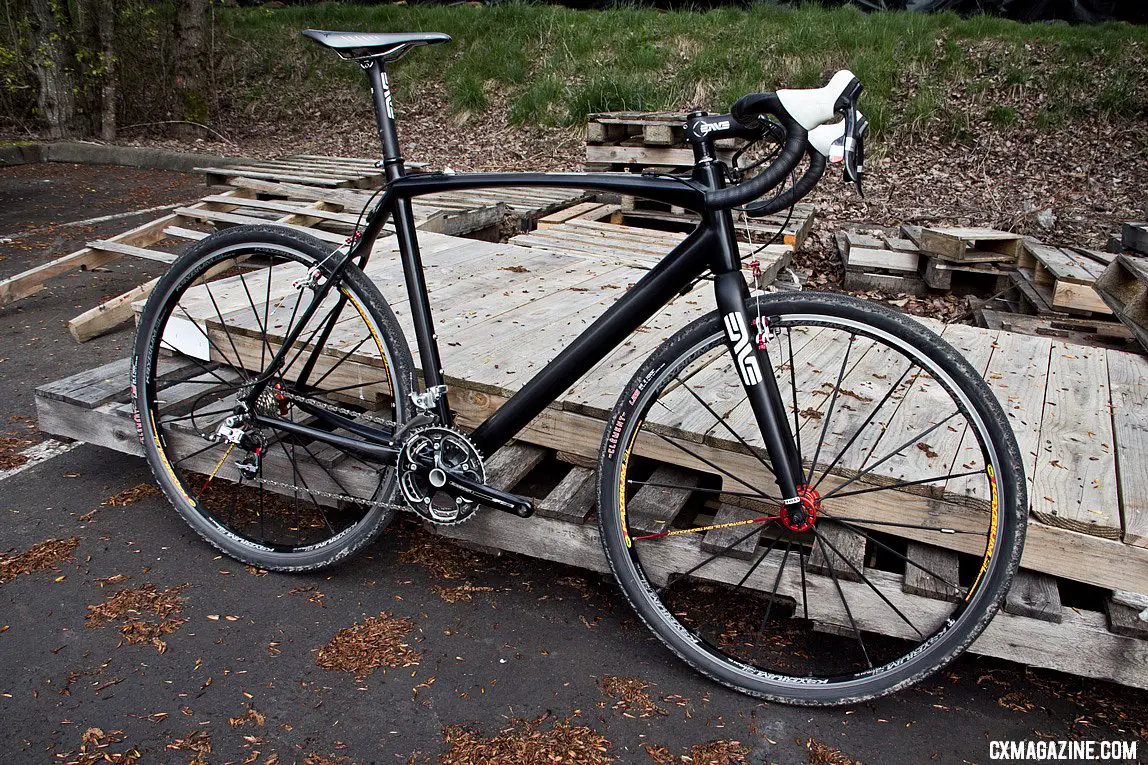 The new Raleigh carbon cyclocross bike, in prototype form.