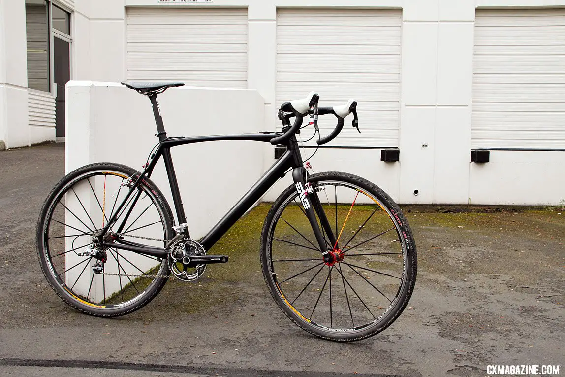 The new Raleigh carbon cyclocross bike, in prototype form.