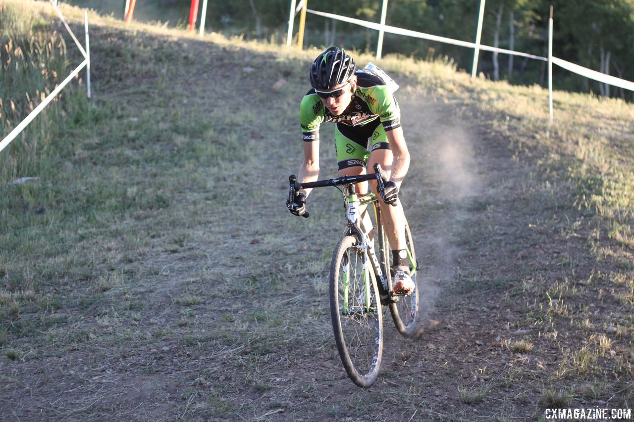 Alex Grant had a fast start but would falter after a flat. Elite Men, 2013 Raleigh Midsummer Night\'s race. © Cyclocross Magazine