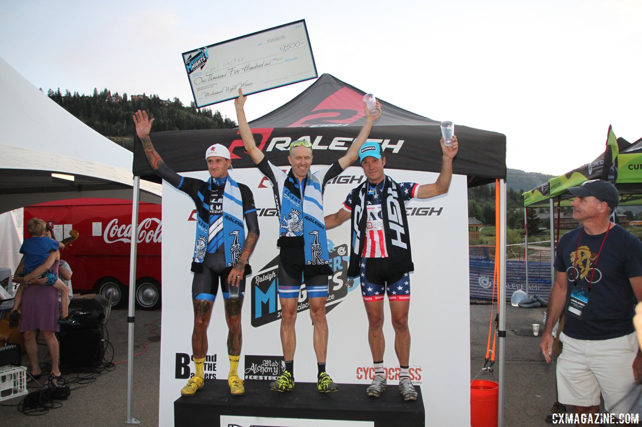 Elite Men\'s Podium - Berden, Decker and Page. 2013 Raleigh Midsummer Night\'s race. © Cyclocross Magazine