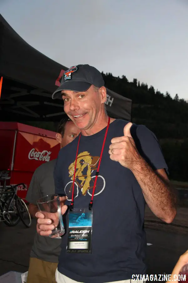 Chris Speyer, COO of Raleigh\'s parent company, was all smiles after the racing action. © Cyclocross Magazine