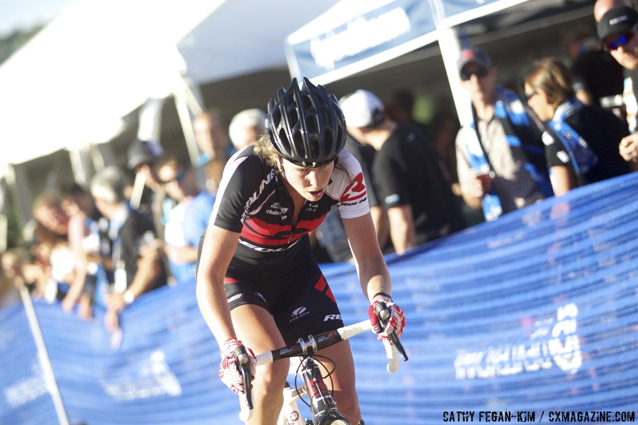 Zaveta focused in her first race as a pro. 2013 Raleigh Midsummer Night\'s cyclocross race. © Cathy Fegan-Kim