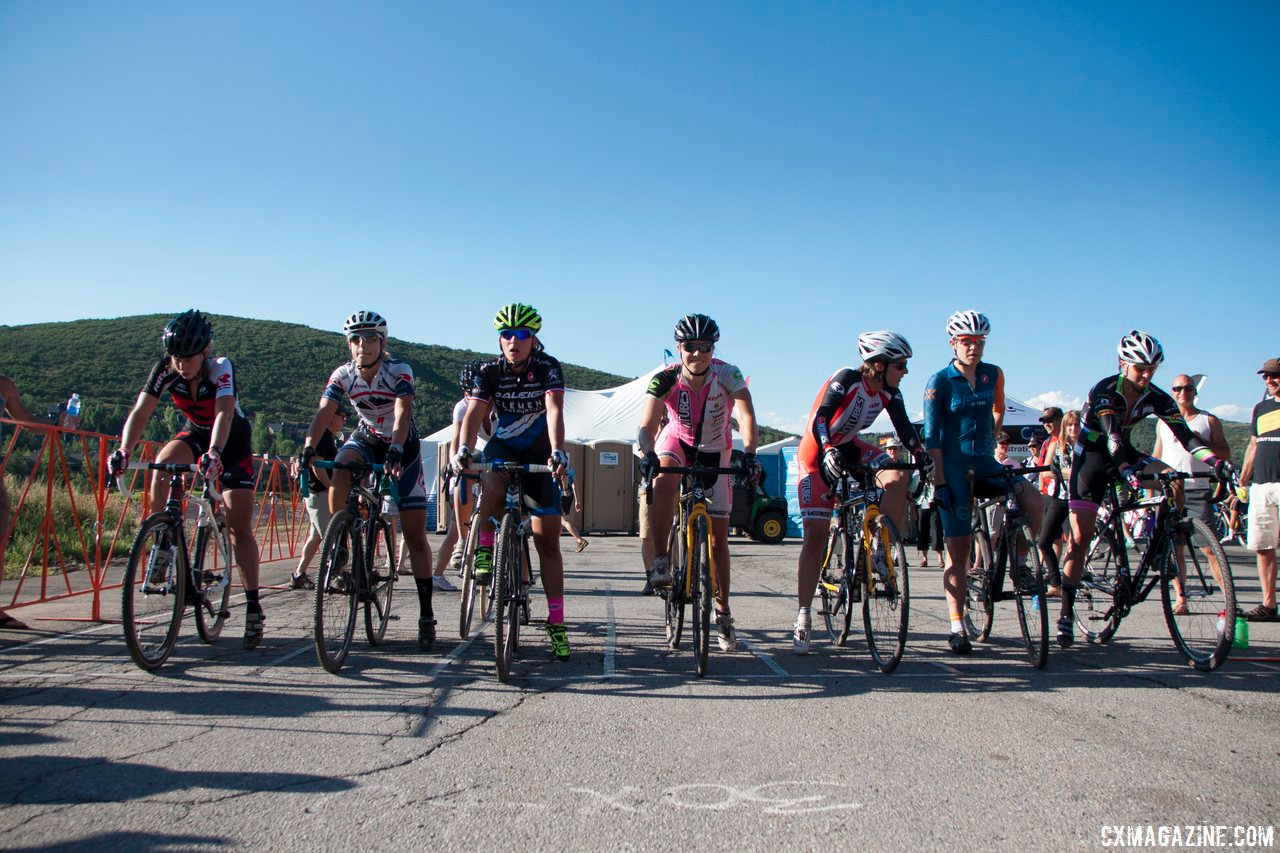 The women at the start line at Raleigh Midsummer Night\'s Cross. © Cyclocross Magazine
