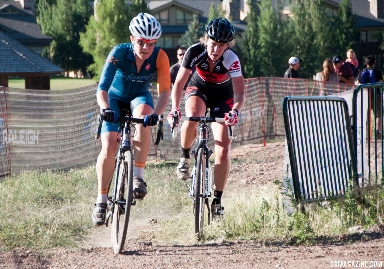 Erika Zaveta bides her time before making a pass at Raleigh Midsummer Night\'s Cross. © Cyclocross Magazine