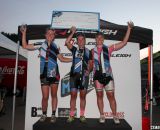 Podium, L to R: Erika Zaveta, Caroline Mani, Amanda Carey at Raleigh Midsummer Night's Cross. © Cyclocross Magazine