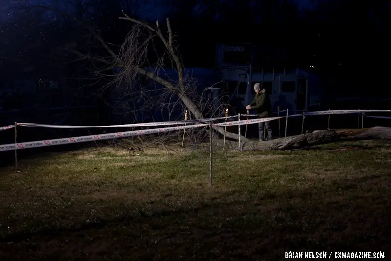 Lighting the windfall barrier.  ©Brian Nelson