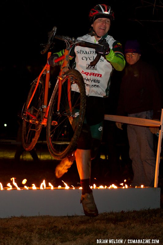 Flaming barriers kept it interesting and warm.   ©Brian Nelson