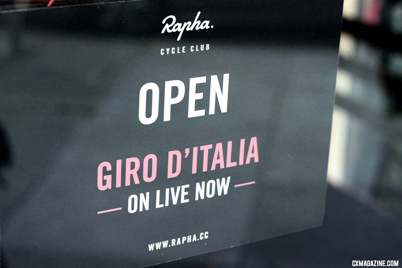 Rapha is open for the Giro D\'Italia live coverage: a cyclist sports (coffee) bar! © Cyclocross Magazine